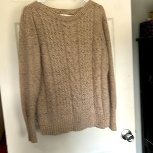 ST. JOHN'S BAY Woman's Tan Speckled Pullover Cable knit Sweater  Size XL